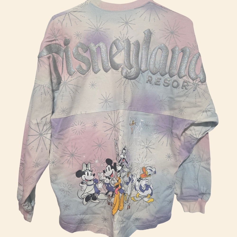 Disney 100 Spirit Jersey Disneyland Resort Pastel Tie Dye Glitter Small